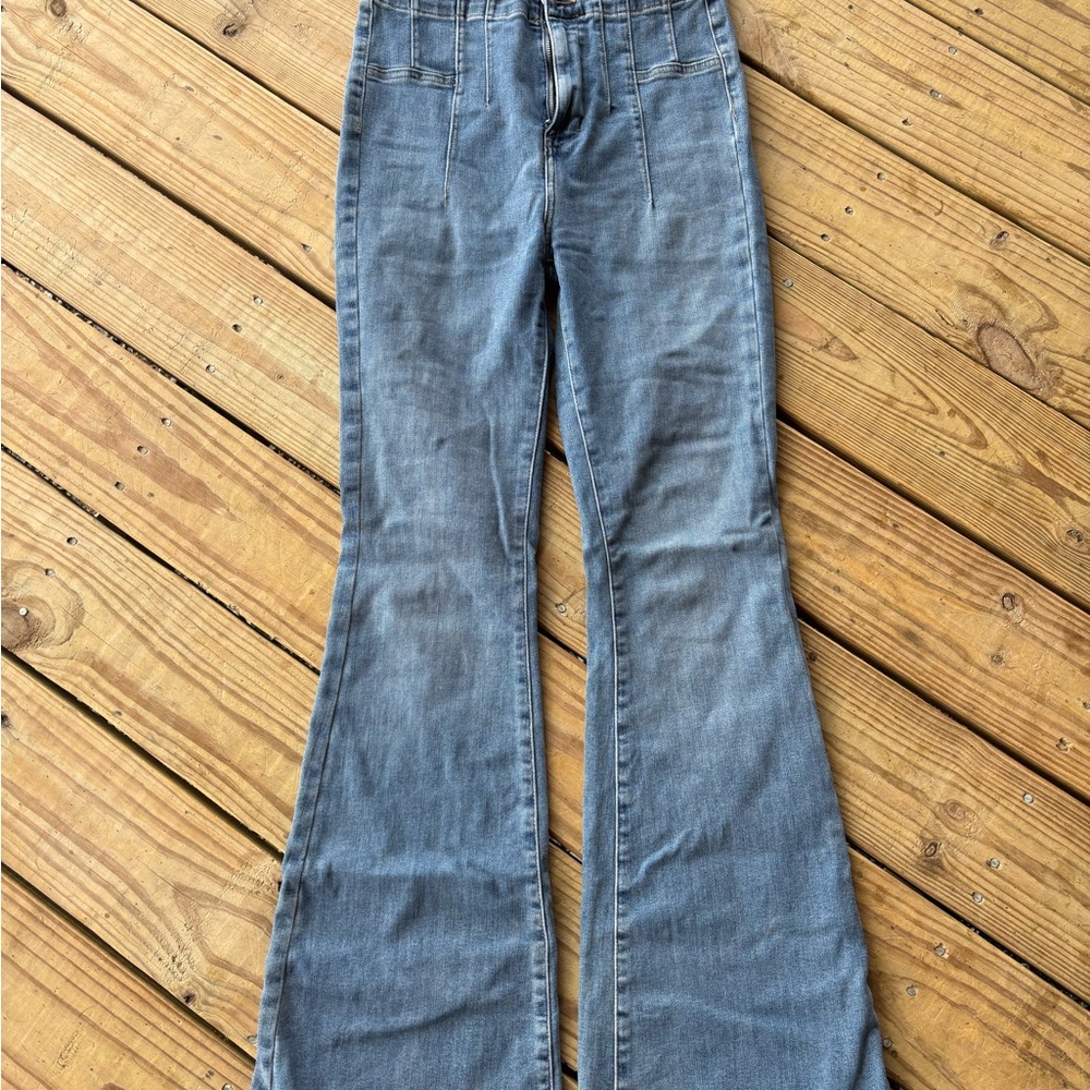 We The Free Blue Flare Wide Leg Jeans